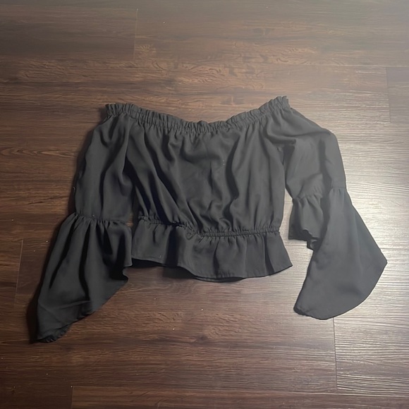 *SOLD* Express Off the shoulder black top - Picture 2 of 5